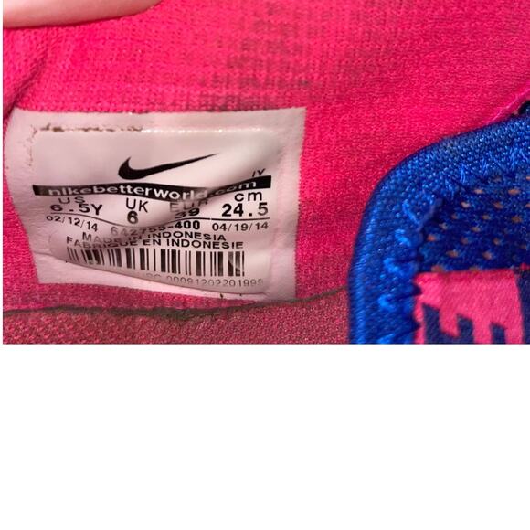 NIKE Youth Blue Hot Pink Flex Running Shoe - US 6.5Y / EU 39 / UK 6 - Picture 8 of 13